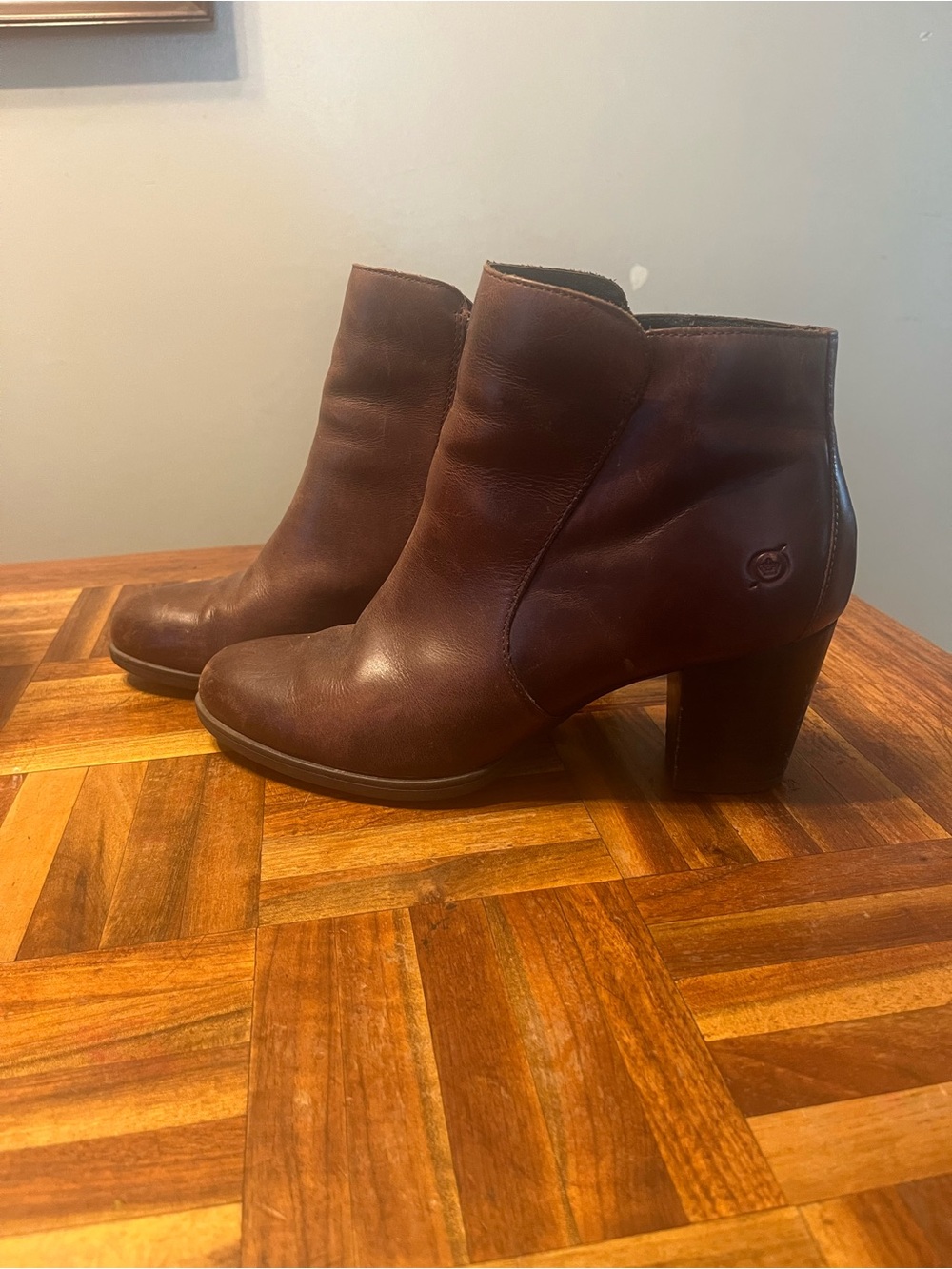 Women's Born Leather Ankle Booties with Block Heel